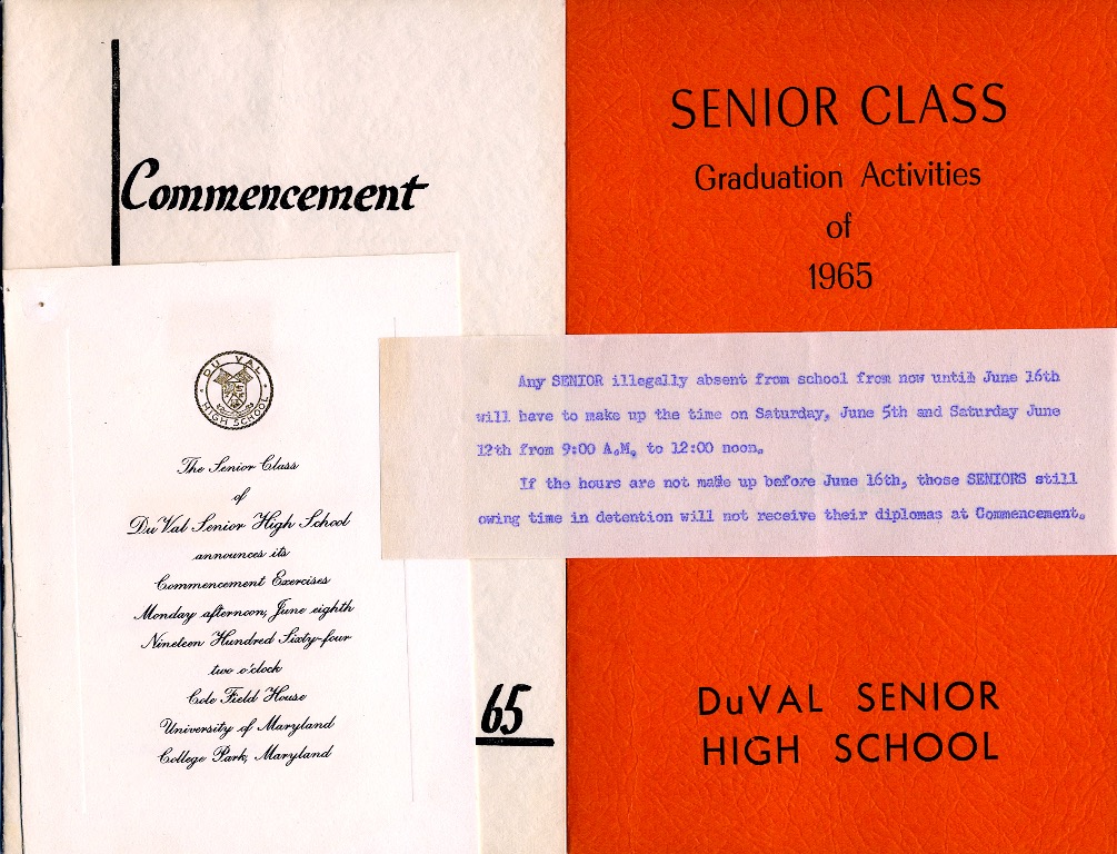Graduation memorabilia! Check out the detention warning!