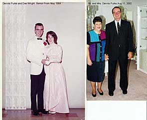 Dennis Purks and Dee Wright  Purks in 1964 and 2002