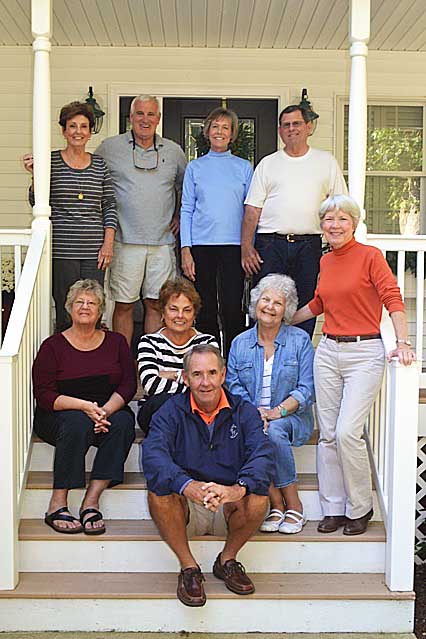 Oct. 2014 Planning Session in Ocean City, MD at the Fohners. Left to right: Donna May, Paul Fohner, Mary Ellen Pinkos Schulze, Bernie Schulze, Audrey Razzano Fohner, Anna Lagos Scaggs, Rosie Carpenito, Barbara Cosgrove Gollin, Bill May.