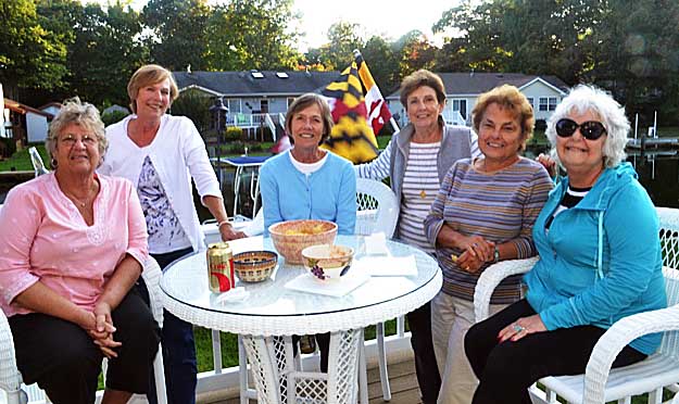Reunion Meal Planning at the Fohners. Left to right: Audrey Razzano Fohner, Carol Pinkos Fotopoulos, Mary Ellen Pinkos Schulze,
Donna May, Anna Lagos Scaggs, Rosie Carpenito.